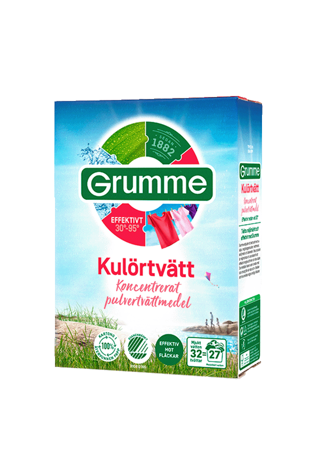 Grumme kulörtvättmedel pulver